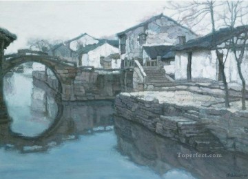 山水の中国の風景 Painting - 故郷の記憶 ツインブリッジ山水中国の風景
